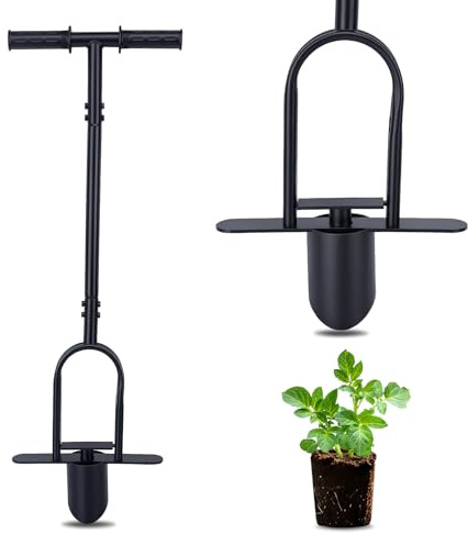 ZEMBSOYA Planteur de bulbes, 87 cm, outil de plantation multifonction, en acier au carbone, profondeur : 11,5 cm, aide à planter des bulbes dans le jardin