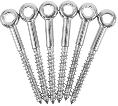 Kichvoe 6 Piezas Pernos de Ojo para Madera M6 de Acero Inoxidable Resistentes Corrosión, Ganchos Autorroscantes Reutilizables para Colgar Plantas y Anclajes Seguros