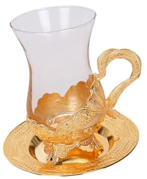RoaQinFo Taza de Café, Vaso de Té Turco, Diseño Floral Novedoso con Asa, Vajilla para Bebidas, Taza de Espresso Latte con Platillo para Bar, Restaurante