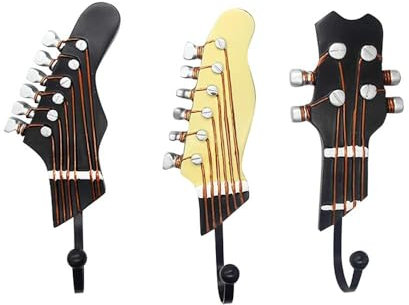 KUNGYO Attaccapanni Muro Set di 3 Creative Ganci Appendiabiti Vintage Gancio muro Portachiavi Chitarra Strumenti Roccia