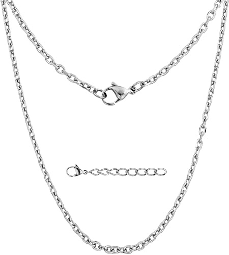 Silvadore Mens Silver Chain for Men - Belcher Chain Silver Necklace (3mm) | 925 Silver Plated Stainless Steel | Non-Tarnish & Waterproof | Gift-Ready + Polishing Cloth + 2 Extender | 18/20/22/24/26in