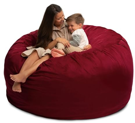 ULTIMATE SACK 6000 6-Foot Bean Bag Chair, Burgundy Suede Cover – Oversized Foam Lounger, Floor Seat, Small Sofa, or Couch Bed for Living Area, Gaming Room, or Reading Lounge