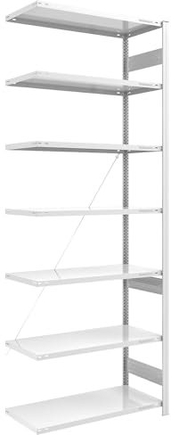 eurokraft | Steckregal | Bauart leicht | einseitig | HxBxT 3000 x 1000 x 600 mm | grau | Anbauregal