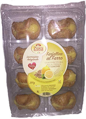FARFALLINE AL FARRO CON FARCITURA DI CREMA AL LIMONE LAVORAZIONE ARTIGIANALE 230 GRAMMI