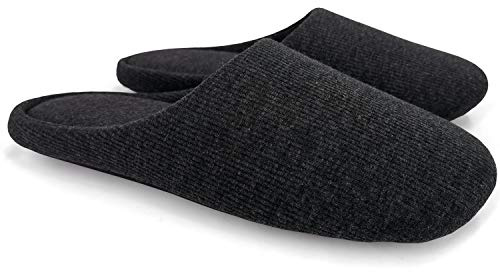 ofoot Cotton Breathable Indoor Slippers for Woman/Man,House Bedroom Shoes,Summer Washable Home Sleepers Memory Foam Insole Non Slip Rubber Soles(Charcoal Grey,UK 7-8)