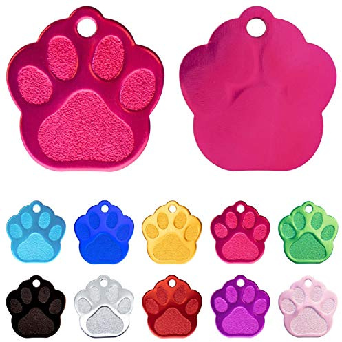 Ibera gifts - Hundemarke mit Gravur und personalisierte Hundemarke in Pfotenform für kleine bis mittelgroße Hunde und Katzen (Pink)