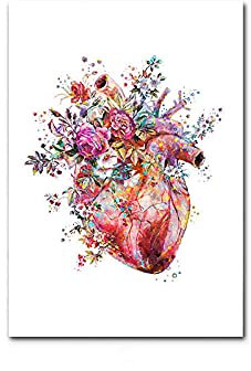 Umano Organo Fiore Tela Parete Arte Anatomia Educazione Poster & Stampe Cuore Medicina Quadri Ospedale Clinica Studente Educazione Quadro Decorazioni 40x60cmx1 No Cornice