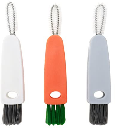 Dahszhi 3Pcs Gap Brush Cleaner,Tiny Cleaning Brush 3 in 1 Water Bottle Brush Cleaning Tools for Nursing Bottle Cup Cover Cleaning Brush Carrot Brush，Orange+White+Gray