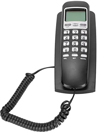 Wired Wall Phone,Multifunctional Corded Telephone,Calendar LCD Display Caller ID Fixed Landline with Buttons for Home Office Hotel School(black)