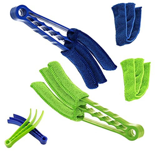 Juego de 2 Limpiador de Persianas,Lavable Cepillo Venecianas de Microfiber Removibles,Cepillos Limpieza de Persiana de Microfibra para Aire Acondicionado