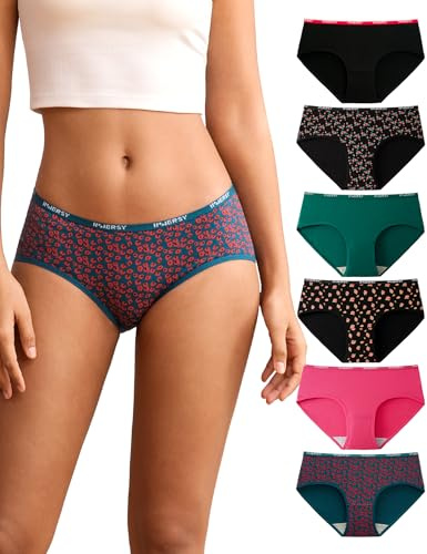 INNERSY Unterhosen Damen Baumwolle Slips Hipster Unterwäsche Frauen 6 Pack | 100% Baumwoll Schritt, Damenunterwäsche Mittlere Taille, Damenslips Bequem, Mid Slip Atmungsaktiv, Panties Sport und Alltag
