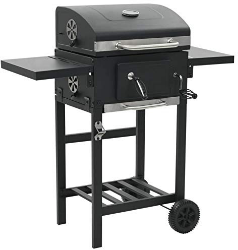 Camerina Holzkohlegrill mit Unterer Ablage Schwarz Barbecue Smoker Tischgrill Holzkohle Grill Mit Deckel