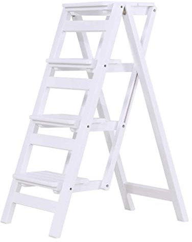 Klappbare tragbare Leiter Tritthocker Treppenstuhl Sitze Klappbare Holztreppe Kiefernholz 4-Stufen-Leiter Tragbares Blumenregal Schuhbank Lagerregal Küche Innen Ascend Home,C