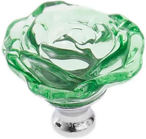 Kristall-Türgriffe, Griffe für Schränke, Schubladen, 1 Stück, rote Rosenform, Kristallglas, Schrankknauf, Schubladengriff, ideal für Schränke, Küchen- und Badezimmerschränke, Fensterläden usw. (Farbe