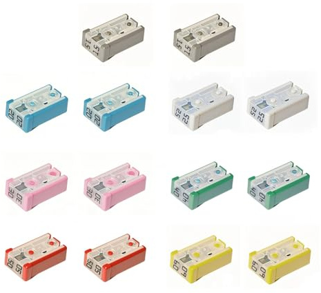 14 Pcs Slotted Automotive MCASE 15A 20A 25A 30A 40A 50A 60A 32V Mini Shaped Cartridge Fuse Kit