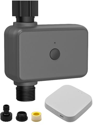 DollaTek Valvola irrigatore Wifi per sistema irrigazione automatico Controllo remoto dell'irrigazione a ciclo temporizzato Irrigazione ritardata a pioggia Compatibile con Gogle Home Tuya Smart Life