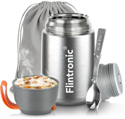 flintronic Thermo per Alimenti, 450ML Contenitore Termico per Alimenti Caldi, Thermos per Alimenti sottovuoto, Contenitore Termico di Acciaio Inox, Contenitore per Alimenti Caldi Freddi