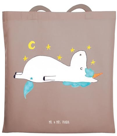 Mr. & Mrs. Panda Tote Bag Einhorn Sternenhimmel - Geschenk, Verrückt, Henkeltasche, Einhörner, Canvas Tasche, Sterne, Schultasche, Dachschaden, Unicorn, Unitasche