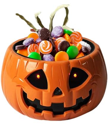Pumpkin Candy Dish - Halloween Auto-Sensing Candy Bowl | Large Capacity Candy Holder, Horror Candy Dish with Skeleton Hand for Haunted House