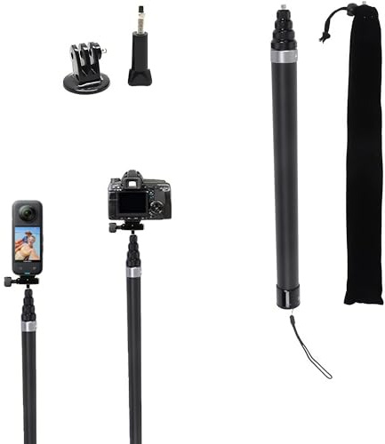 Tsfeiiii 9.8ft Long Invisible Selfie Stick - Carbon Fiber Monopod (110in/280cm) for X4, X3, ONE X2, ONE R, ONE X, GO 3S, 3, 2 - Lightweight & Portable Extension Pole for 360 Cameras
