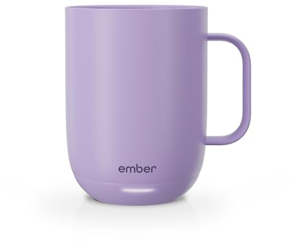 Ember Temperature Control 14oz Smart Mug 2, App-Controlled and Rechargeable Heated Coffee Cup Warmer with Intelligent LED Display, Lavender.