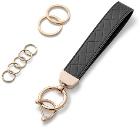 AOKSUNOVA Schlüsselanhänger Auto Leder Schlüsselband Damen | PU-Material, ca. 9 cm Länge, Autoschlüsselanhänger mit Schlüsselring für Schlüssel und Taschen, kompakte Form mit D-Ring