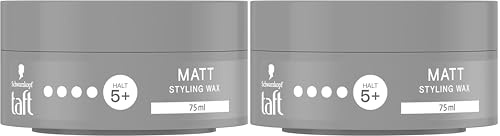 Schwarzkopf TAFT Cire coiffante mate (75 ml) pour une finition mate avec une tenue longue durée, douce pour les cheveux et le cuir chevelu, végétalienne, cire coiffante (Lot de 2)