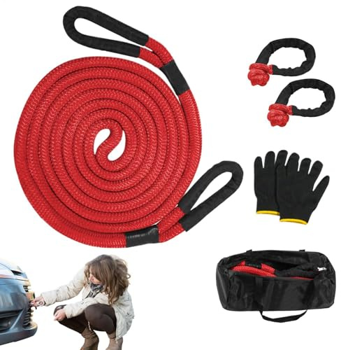 Kleine Ratschengurte, Dachträgergurte, Bergungsgurt-Abschleppseil für Autos und LKWs, inklusive Schäkel und Handschuhen, 2,2 x 600 cm/0,87 x 236,22, ideal für Fahrzeugbergung und Abschleppen,