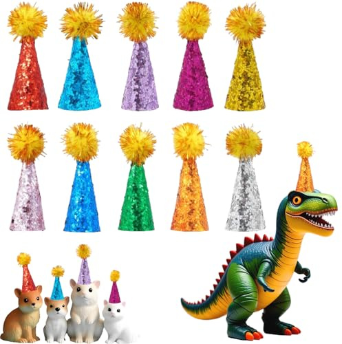 Bipy 10 Pack Mini Party Hats For Stuffed Animal Tiny Party Hat For Animal Parties, Action Figures、Children'S Birthday Toy Decorations, Barbie Dolls, Dinosaur Toys Small Party Hats For Toys