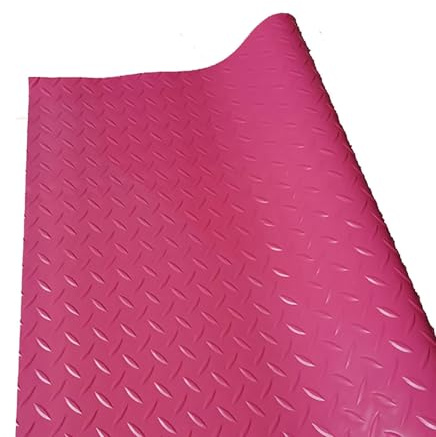Rubber Flooring Roll Pink 1.5×10m, PVC Garage Flooring Rolls, Cuttable PVC Garage Floor Mat for Garage, Warehouse, Gyms, Trailer, Pickup Truck