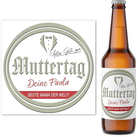 Muttertagsgeschenk für Mama Bieretiketten personalisierte Flaschenetikett Geschenk Bier Bierflaschen 2 Stk. | 9x9 cm
