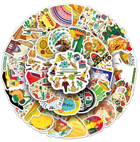Adesivi Messico Messico Stickers 50 pezzi Skateboard Graffiti Adesivi Moto Bicicletta Snowboard Bagagli Auto Valigia per Bambini e Ragazzi Impermeabile Vinile Decals