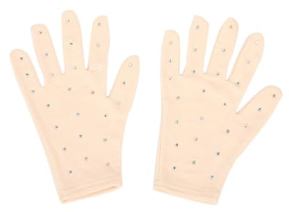 Geardeangloow Skinande konståkning handledshandskar hudvänliga vantar med genomskinliga strass vindtäta kristallhandskar snabbtorkande barn hudfärg S