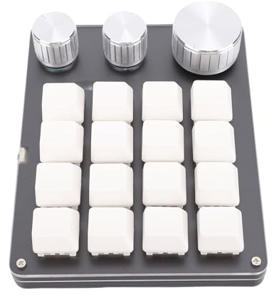 XUMIUZIY Programmierbares Mechanisches Makropad mit 16 Tasten, Anpassbares Gaming Keypad mit 3 Knöpfen, LED Licht, Rotem Schalter, Kompakte Kabelgebundene Tastatur für PC (White)