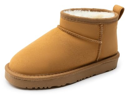 DREAM PAIRS Bottes Enfant Fille Garçon Hiver Courtes Doublées Fausse Fourrure Chaudes Antidérapantes Bottines Neige,Size 35,Chameau,KKUMAB2502