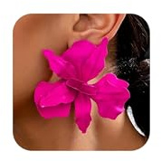 Flower Earrings for Women Large 3D Floral Statement Earrings Boho Hot Pink Wedding Jewelry Gifts Accessories