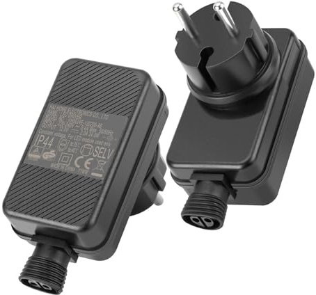 yivom 2 Pcs Transformador Luces Navidad, Transformador 220V a 12V 24W Fuente Alimentacion 12V, IP44 Enchufe Luces Navidad para Luces navideñas, luces de hadas, luces de cortina