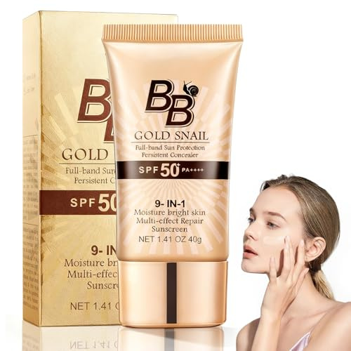 BB Crème 9 en 1 Perfecteur Teint, SPF 50+, Soin Visage Unifiant avec Protection UV Élevée, Anti-Imperfections & Protection Solaire,fond de teint et hydratant,Peau Mixte à Sèche, 40g