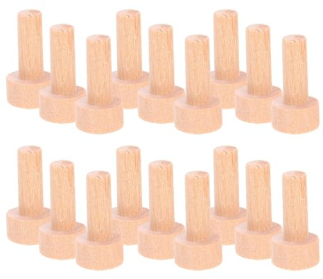 ARTSEWPLY 20 Stück Kleiner Holzpflöcke aus Massivholz Kleine Rundkopfnägel mit T-förmigem Kopf für Basteln Eisenbahnräder Möbel