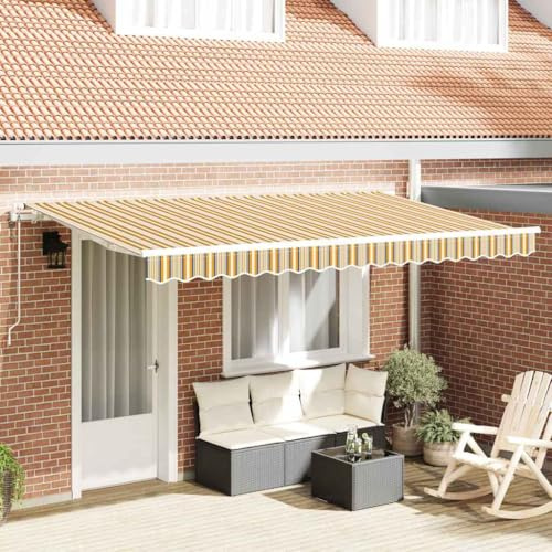 Tenda da sole retrattile, multicolore, 400 x 200 cm, per giardino e gazebo