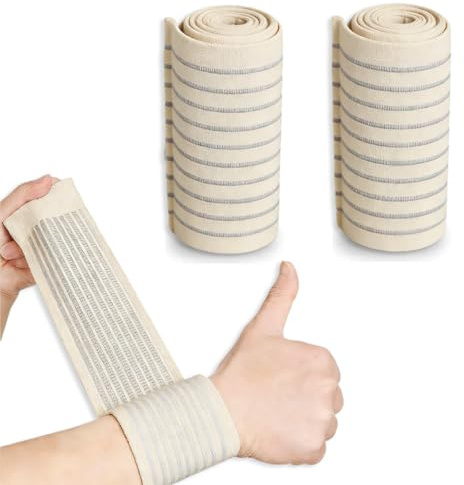YCZARD 2Pcs Elastic Wrist Wrap, Wrist Support Brace Wrap Adjustable Wrists Support Straps for Gym Carpal Tunnel Tennis Sports Exercise Men Women Beige 40×7.5 CM