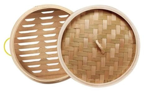 Bamboo Steamer Cage Wooden Dimsum Kitchen Tool Vegetables Buns Making Cookware Cover with Handle Basket(15cm 1cage & 1cover)