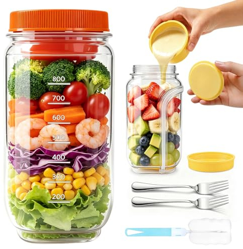 Mssushi Lot de 2 Pots Salade Portable, Boite a Salade a Emporter