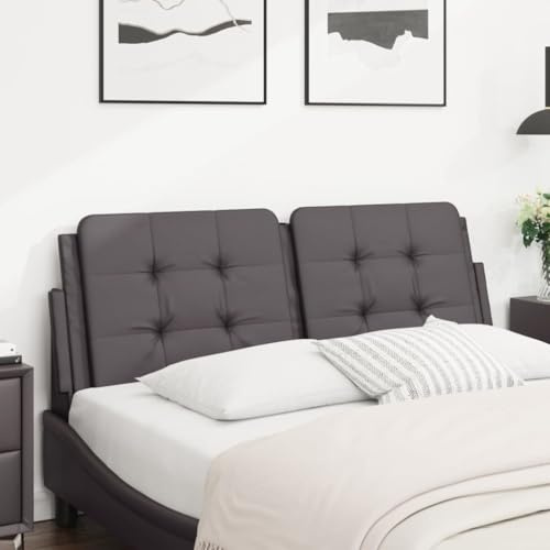 zylophax Kopfteil-Kissen Zadar Grau 140 cm Kunstleder, Schaumstofffüllung, Wandkissen mit Reißverschluss, Befestigung mit Gurten, Rückenlehne für Schlafzimmer, modernes Betthaupt Zubehör