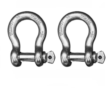 Serrures à manille à anneau d'arc 0,5T-55T D, manilles de levage robustes, matériau en acier allié, for le gréement, le transport, maillon de chaîne en acier(0.75T-2pack)