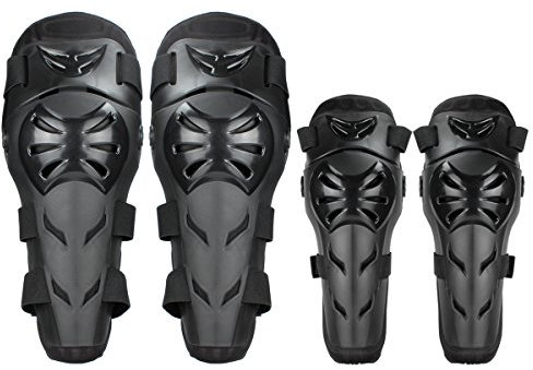 GES 4 Motorrad Knie-, Ellenbogen Protektor Motocross Racing Knee Guard Schienbeinschoner schutzausrüstungen für Erwachsene (Schwarz)