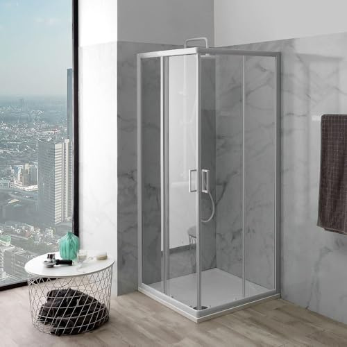 Kiamami Valentina - Paroi de douche 70x70 verre clair 4 mm coulissant sur 2 côtés | Venere
