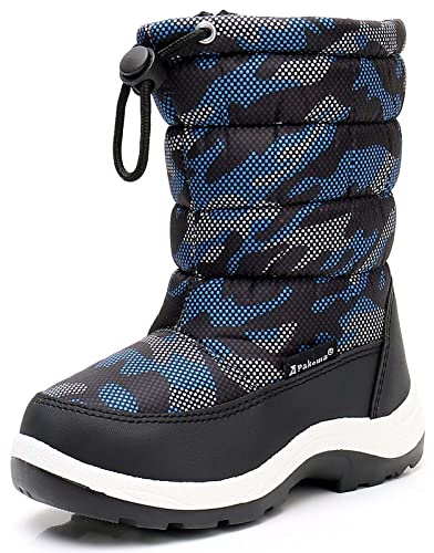 Apakowa New Kids Boys Cold Weather Snow Boots (Toddler/Little Kid) (Color : Blue/black, Size : 5 M US Toddler)