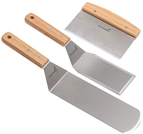 Professionale in acciaio INOX grill spatola - Spatola e raschietto per grigliare - Spatola griglia accessori ideali per barbecue in ghisa Flat Top grill - Qualità commerciale