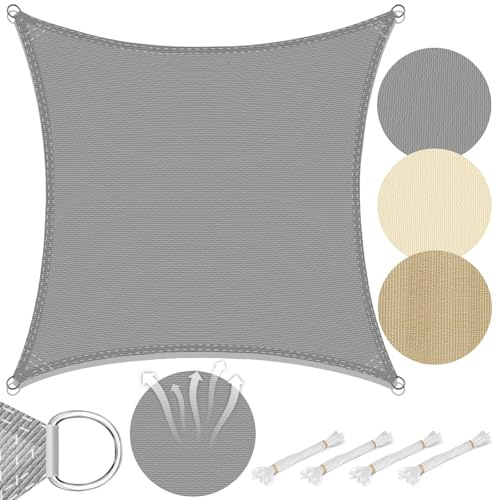 Laneetal Vela Ombreggiante Idrorepellente, Telo Parasole in HDPE Anti UV 95% Protezione Tenda da Sole per Esterno, Tenda Parasole Rettangolare,Quadrato per Giardino, Balcone, Piscina